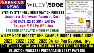 Wiley Edge OFF Campus Drive 2024 | 2023 | 2022 | 2021 | 2020 Batch | Fresher Graduate Hiring Program