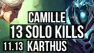 CAMILLE vs KARTHUS (TOP) | 13 solo kills, 1.8M mastery, 1100+ games, Legendary | NA Master | v11.13