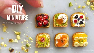 DIY | 6 types of miniature toast arrangements made with air dry clay and resin | Miniature food