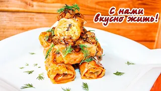 Постные голубцы с грибами и пшеном. Cabbage rolls recipe with mushrooms and millet.