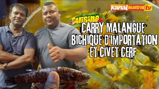 CUISINE - Carry Malangue ( Cabot- Anguilles et loche de rivière),  Bichique  et Civet Cerf pays.