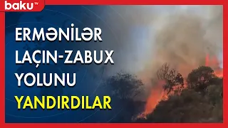 Ermənilər Laçın - Zabux yolunu yandırdılar - BAKU TV