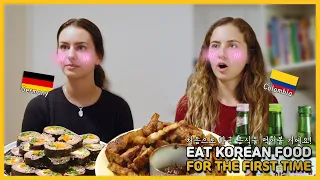 Eat Korean Food For The First Time with German, Colombian Friends of Korean BBQ, Soju Mukbang