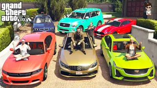 GTA 5 - Stealing Luxury Cars with Michael's Family | (Real Life Cars #26)