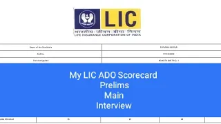 My LIC ADO Scorecard of prelims, main and interview 2023 | Selected | Final scorecard
