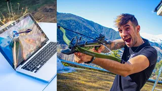 BALLESTA VS ORDENADOR PORTATIL (Macbook) ESTE ARMA ES INCREIBLE !! Makiman