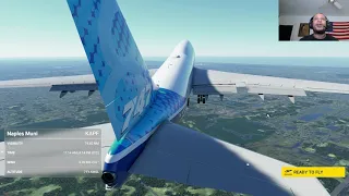 Landing 747 at Naples Airport Flight Simulator 2020