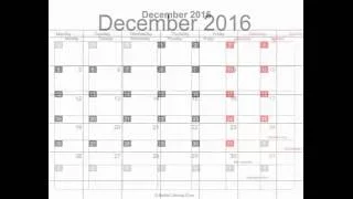 Free December 2016 Calendar Printable with holidays