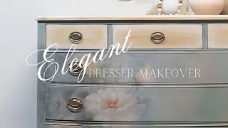 Transforming a Dresser into an Elegant Floral Masterpiece | Decoupage and Mottled Blending