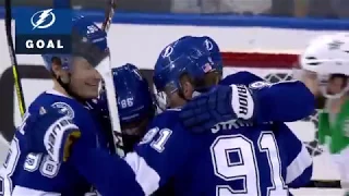 Nikita Kucherov assists on Steven Stamkos' second goal vs Stars (2017)