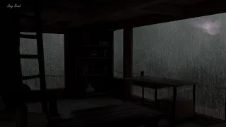 It's heavy raining out tree house in forest. I'll sleep with rain sounds and thunder sounds