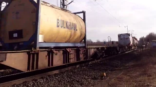 Container Train at Kaldenkirchen Germany 16.2.2017 Bulkhaul Container and more..