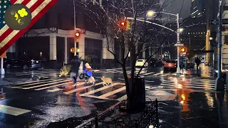 [ 4K ] Rain Walk NYC Brooklyn - Night time ,Brooklyn Heights