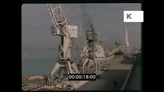 Cargo Ship in Docks, Freighters, 1960s Egypt from 35mm