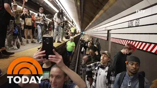 Subway chokehold: Protesters jump onto tracks, clash with NYPD