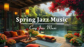 Start Your Day at Morning Spring Coffee Porch Ambience ☕ Smooth Piano Jazz Instrumental Music