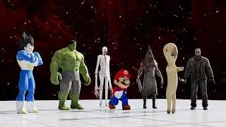 Hulk,Vegeta,SCP 096,Mario,Jason,Pyramid Head VS SCP 173