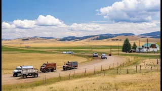 Driving on U.S. 2 in Rural Montana from Hinsdale to Chinook