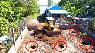 Getting Start new project using Komatsu d31p & dump trucks to delete pit and clearing village