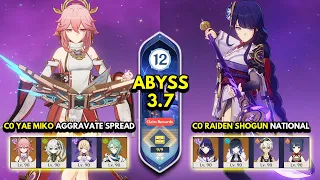 C0 Yae Aggravate & C0 Raiden National | Spiral Abyss 3.7 Floor 12 9 Stars | Genshin Impact 3.7