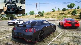 GTA 5 - Nissan GTR NISMO | Stealing Cars Action Movie and Steering Wheel Gameplay