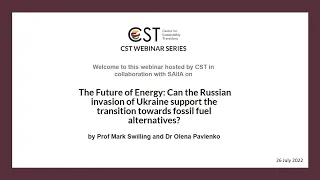 CST Webinar Series: The Future of Energy with Prof Mark Swilling and Dr Olena Pavlenko