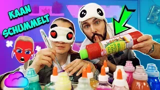 KAAN SCHUMMELT BEI SCHLEIM CHALLENGE! Curry Ketchup in Kathis Silber Slime! Blind Challenge *Lustig*