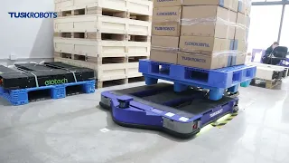 TUSKROBOTS APR Handles Nested Pallet when Picking up the Goods