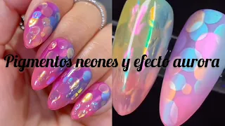 Uñas diseño CONFETI Con efectos auroras✅