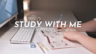 🌧️ 3-HOUR STUDY WITH ME | No Music, Gentle Rain | Pomodoro 50/10 | Late Night Japanese Study