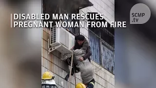 Disabled man rescues pregnant woman from fire