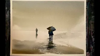 Paint A Simple Loose Watercolour Rainy Day Landscape Using Neutrals, Watercolor Tutorial Demo