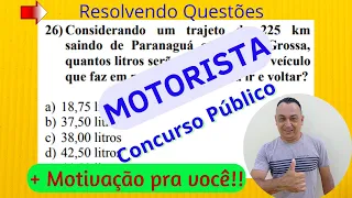 Motorista Concurso Público questões matemática raciocínio lógico resolvendo simulado prefeitura