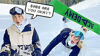 She Got Hurt Snowboarding! *CUTE REACTION*