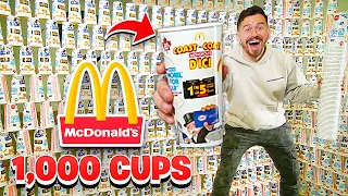 1,000 CUPS - McDonald's Monopoly Challenge!! I Spent $1,500 On McDonalds AND WON!!