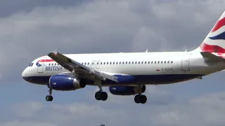 G-EUYH British Airways Airbus A320 Landing at London Heathrow Airport