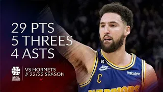 Klay Thompson 29 pts 5 threes 4 asts vs Hornets 22/23 season