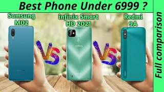 Samsung M02 Vs infinix smart hd 2021 Vs Redmi 9A Best phone under & Full comparison
