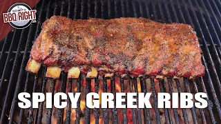 Spicy Greek Ribs GRILLED Directly Over Charcoal