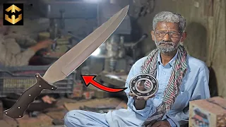 Talented Blacksmith Turning a Old Bearing into Big Knife | Hollywood Knife Making