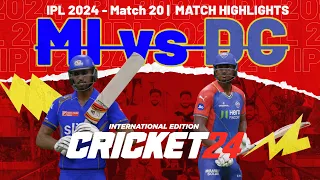 MI vs DC : Mumbai Indians vs Delhi Capitals IPL 2024 Match Highlights Cricket 24