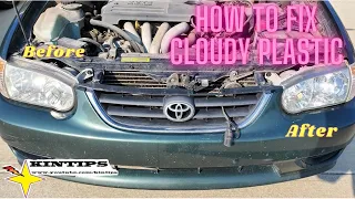 How to fix cloudy plastic Review Meguiar PlastX Clear Plastic Cleaner and Polish on a Toyota Corolla