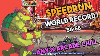 WORLD RECORD! Speedrun TMNT: Shredder's Revenge Any% Arcade Raph Chill - 56min58s Tortues Ninjas WR