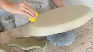 Hand-building a Large Pottery Platter -  Relaxing ASMR Version (no talking)