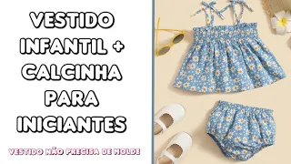 Como fazer Vestido Infantil e calcinha fácil para iniciantes