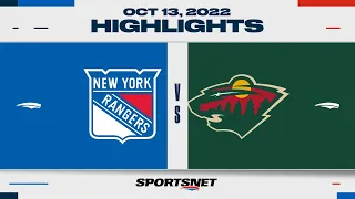 NHL Highlights | Rangers vs. Wild - October 13, 2022