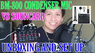 BM-800 CONDENSER MIC + V8 SOUNCARD (UNBOXING+SET UP+TEST)