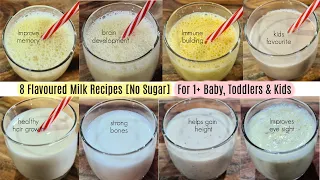 8 Flavoured Milkshake Recipes for 1+ babies & Toddlers | Healthy & Tasty | Weight gain Recipes