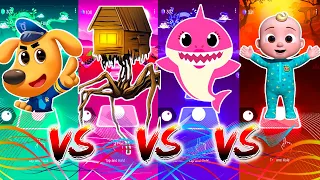 Sherif Labrador🆚 Spider Head 🆚Baby Shark🆚Cocomelon🎶 Who Is Best in Tiles Hop