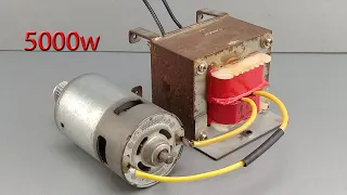 I make free 220v 5000w generator from DC motor with transformer tools
